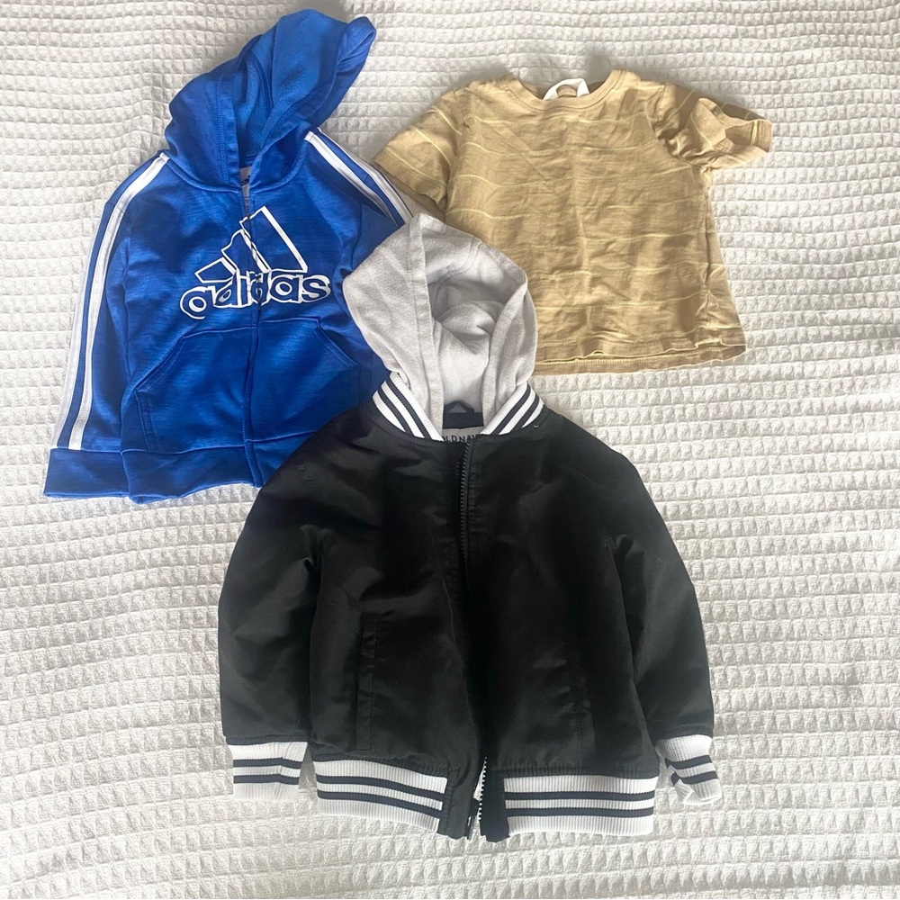 Kids 2T jacket, hoodie, tee shirt Old Navy Adidas H&M